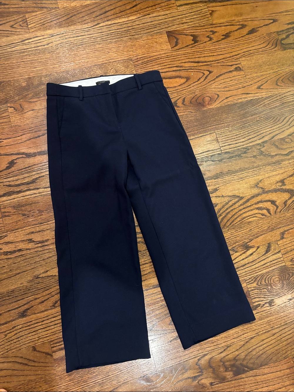 J. Crew Navy Wide-Leg Cropped Trousers